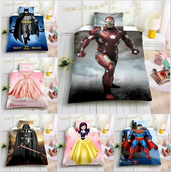 

duvet cover iron man princess skirt superma cartoon bedding sets  twin size 2/3pcs pillowcase