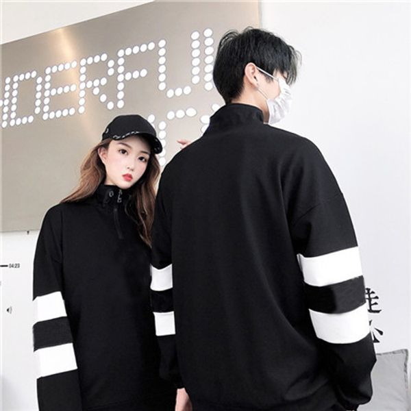 

2019 mens womens m-3xl stand collar lovers' clothes sport style winter autumn fall casual sweatshirts long sleeve lsy198132, Black