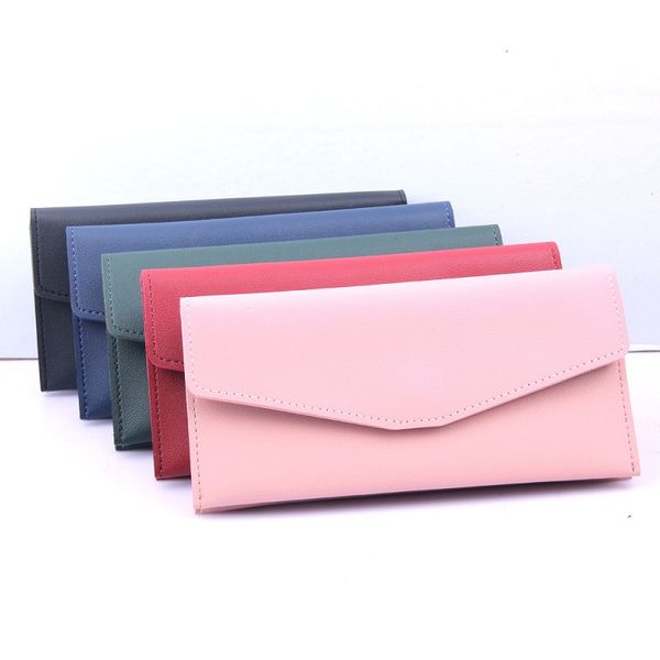 

new brand leather women wallet design hasp solid color card bags long female purse 5 colors ladies wallet nq-101, Red;black