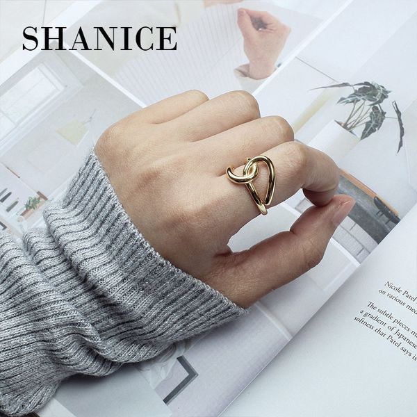 

shanice new 925 sterling silver knot open ring gold color midi finger ring for women vintage knuckle party jewelry women gift
