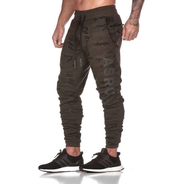 

running pants 2021 camouflage sport mens with zipper pockets high elasticity slim fit training joggings men jogger, Black;blue