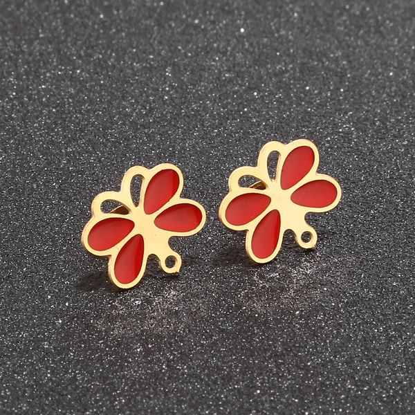 

2pcs fashion stainless steel woman flower earrings post stud earrings diy jewelry finding accessories, Golden;silver