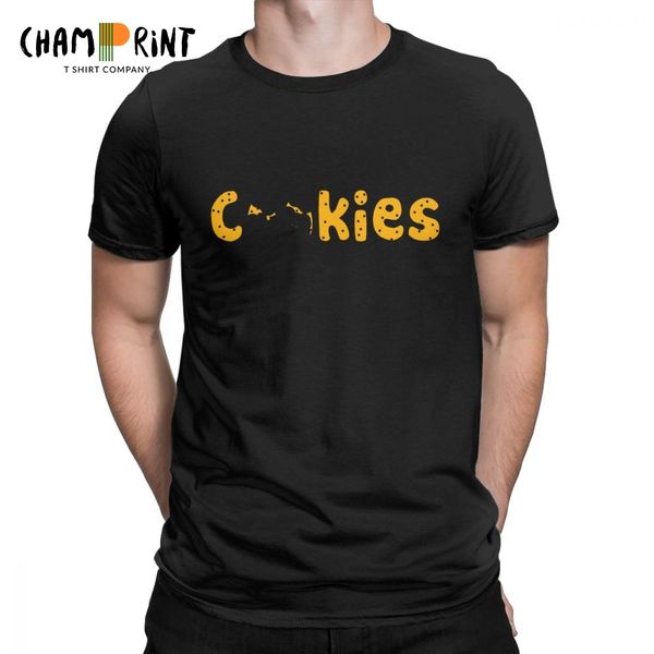

cookies t-shirt for men cookie monster funny 100% cotton tee shirt crew neck short sleeve t shirts gift idea, White;black