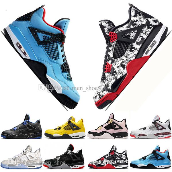 

bred 4 4s what the cactus jack laser wings mens basketball shoes denim blue tattoo pale citron men sports designer sneakers outdoor