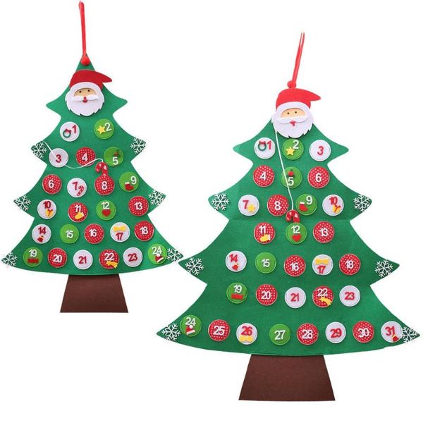 

24/31 days hanging christmas advent calendar non-woven fabric christmas tree countdown calendar decoration for home