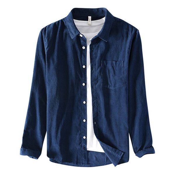 

autumn 2019 new men's corduroy long sleeve shirt men's casual business square collar cotton shirt 9304, White;black