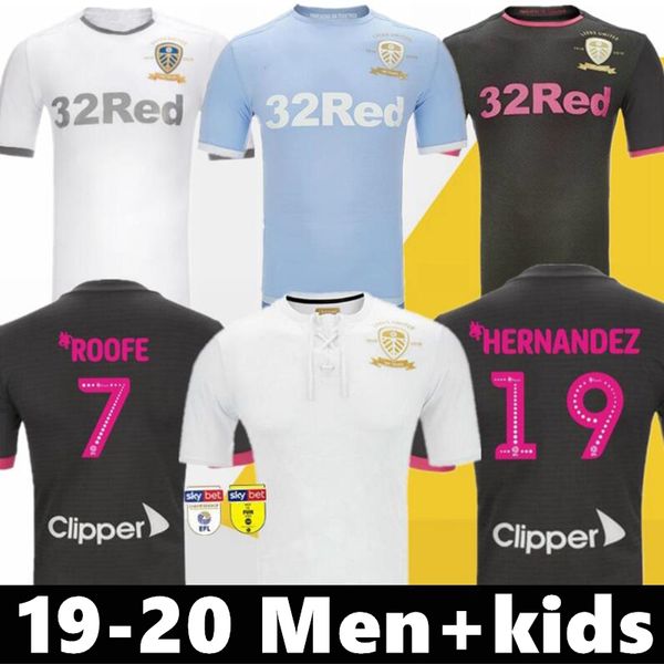 

19 20 leeds united 100ème maillot de football anniversaire costa fête du centenaire 2019 2020 bamford clarke 100 ans hommes kit enfants mail, Black;yellow