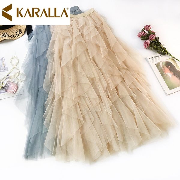 

high grade craft new layering women cake skirt gauze high waist fairy solid color ball gown skirt c860, Black