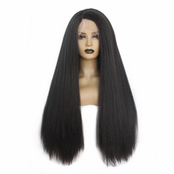Afro Kinky Straight Synthetic Lace Front Wig For Black Women