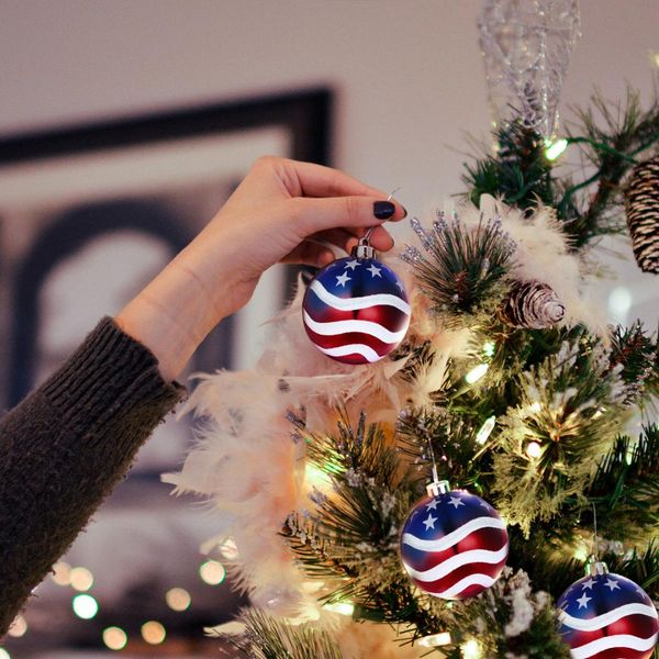 

12pcs 8cm christmas ball ornaments tree decorations for holiday wedding party decoration (the stars and the stripes