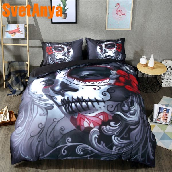 

svetanya duvet cover+pillowcases 3pc bedding sets skull