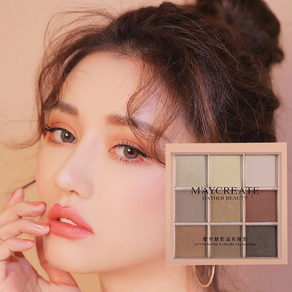 

9 color pearl matte eye shadow tray bling bling eye shadow makeup earth warm sun color waterproof lasting