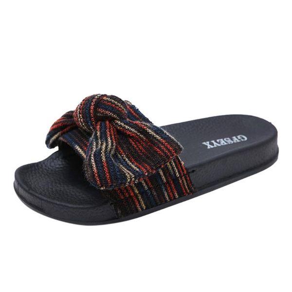

shoes women slipper summer solid gladiator slip-on sandals bow knot slipper fashion casual home slippers beach sandalia shoes