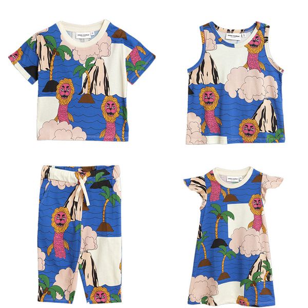 

kids t shirts 2019 mini r brand summer boys girls short sleeve island print t shirts baby children cotton tees clothes y190516, Blue