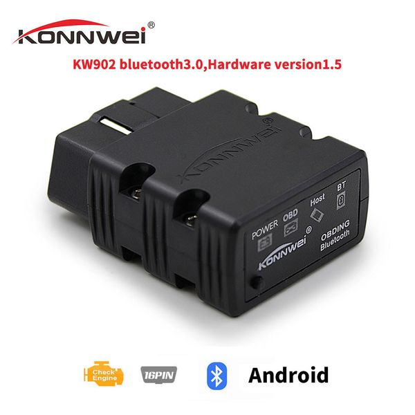 Konnwei Mini Tool Bluetooth V12 / OBD2 KW902 Адаптер адаптера CAR Диагностика для Android / Symbian для протокола OBDII