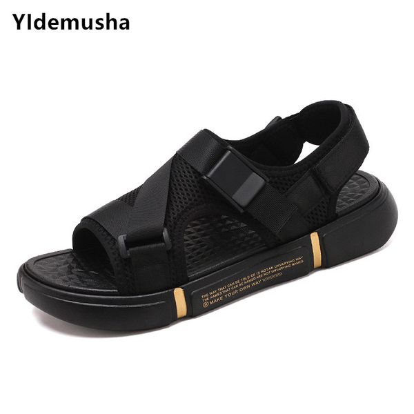 

new mesh sandals men running shoes 2020 gladiator breathable men's sandals roman men shoes summer flip flops black flat