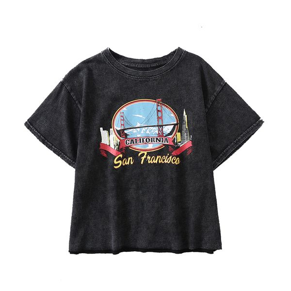 

women clothes tee shirt femme vintage fashion women harajuku washed o neck t shirt fashion crop print cotton nice, White