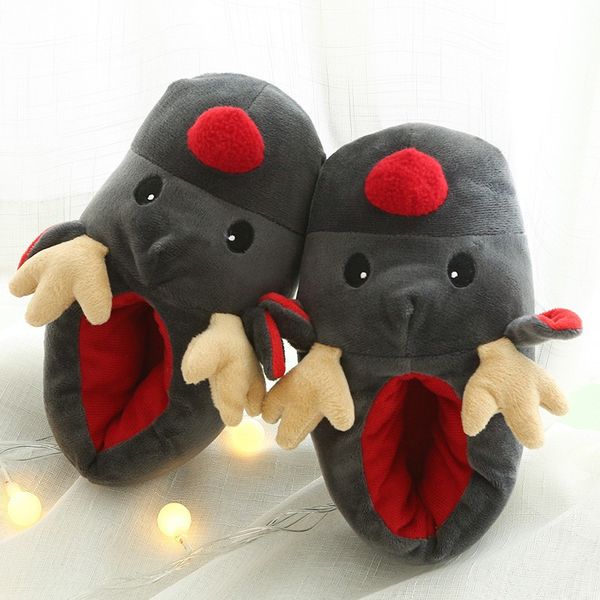 

couple winter soft slipper woman shoes happy new year christmas deer cotton slippers cute plush cotton shoes home slippers 1, Black