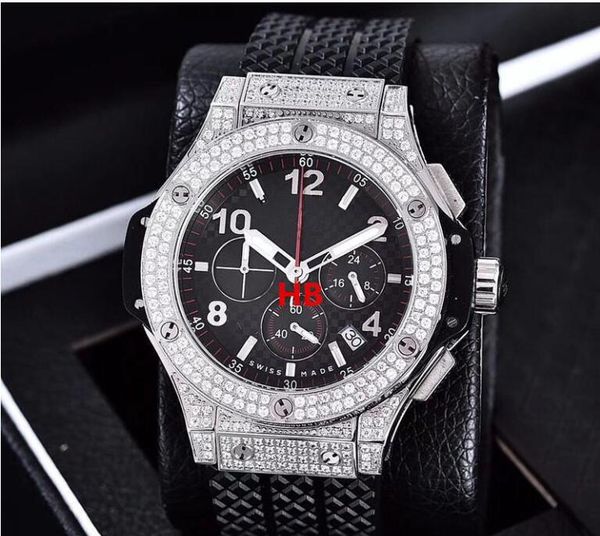 

Роскошные мужские новые 44-миллиметровые резиновые алмазные часы