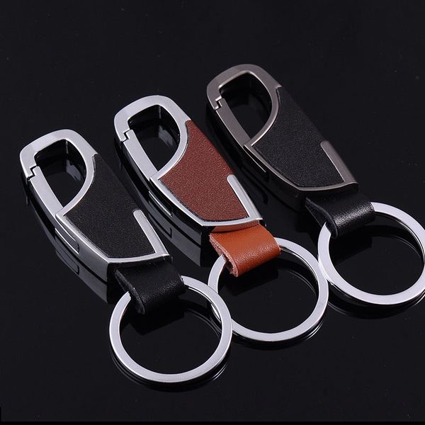 

leather key ring men's business metal keychains keyholder waist hanging car accessories gift for men n2735, Silver