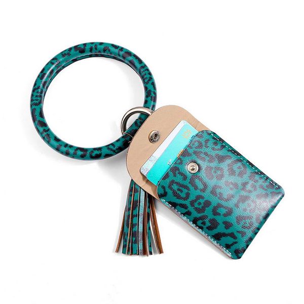 

zwpon 2020 fashion leopard faux leather bag colorful leopard leather tassel card bag wallet key ring purse for woman jewelry, Silver