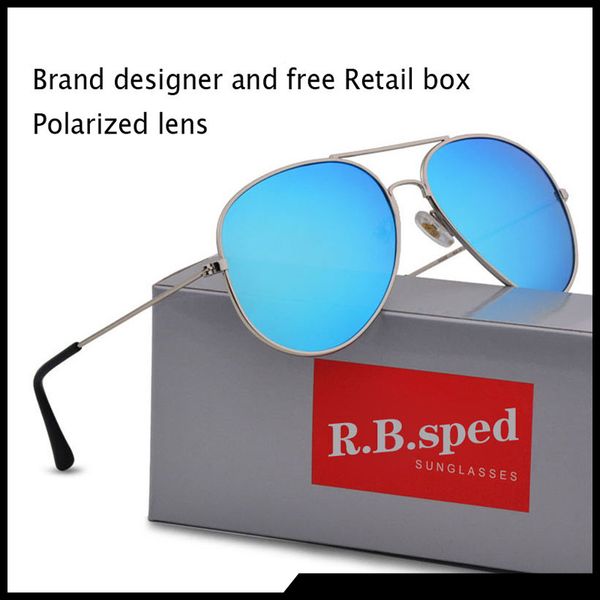 

New Fashion Pilot Polarized Sunglasses for Men Women metal frame Mirror polaroid Lenses driver Sun Glasses with brown cases and box