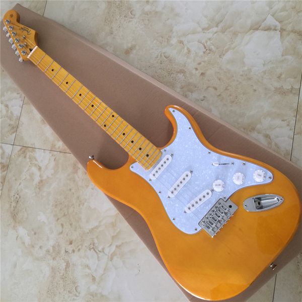 

custom jeff beck st electric guitars yellow noiseless sss pickups vintage tremolo bridge guitare in stock