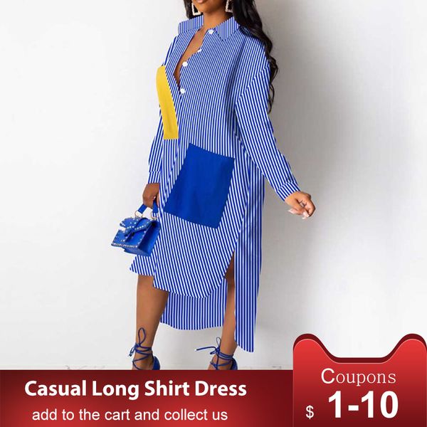 

casual african women dress asymmetrical striped midi dresses long sleeve loose style streetwear female vestiods long shirts, Black;gray
