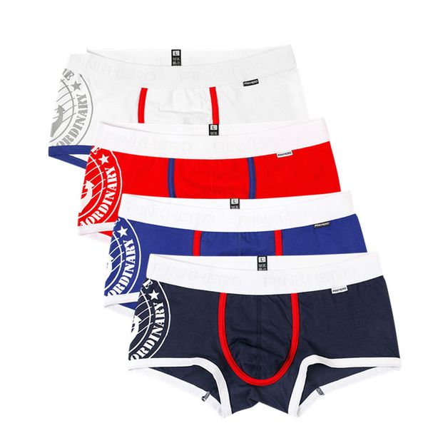 

pink heroes 4pcs/lot men boxers underwear navy stripe cotton print mens boxer underwear fashion brand clothing shorts, Black;white