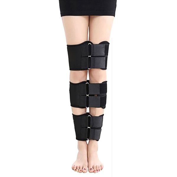 

3pcs / set posture available all day o / x leg type bowed legs knee straightening correction belts band posture corrector, Black