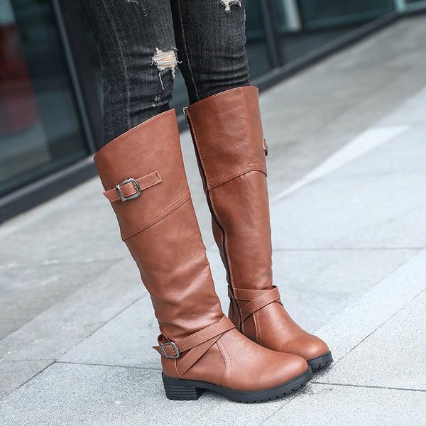 

woman boots concise long knee high riding boots ladies shoes, Black