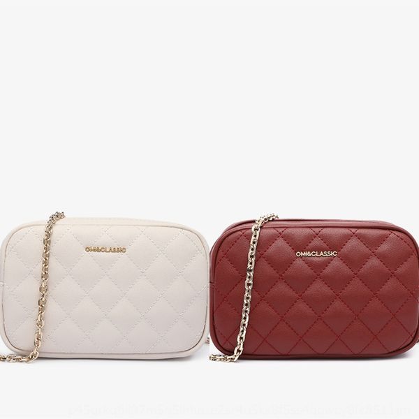 

omi women's 2020 fashion all-match single shoulder slanting chain small square bag lingge small square bag, White