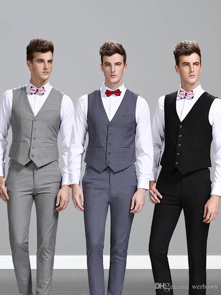 

однобортный без рукавов британский стиль мужской костюм жилет на заказ slim fit блейзеры 2020 свадебный смокинг жилеты для мужчин ( жилет+бр, Black;gray