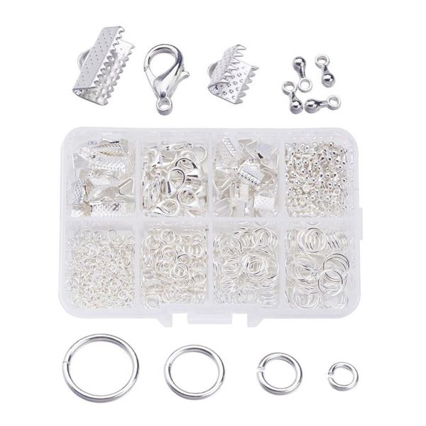 

electroplating metal earring diy accessories jump rings repair tool bracelet lobster clasps drop chain end jewelry findings kit, Blue;slivery