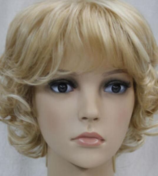 Wig 002613 Fashion Light Golden Blonde Pale Blonde Curly Women