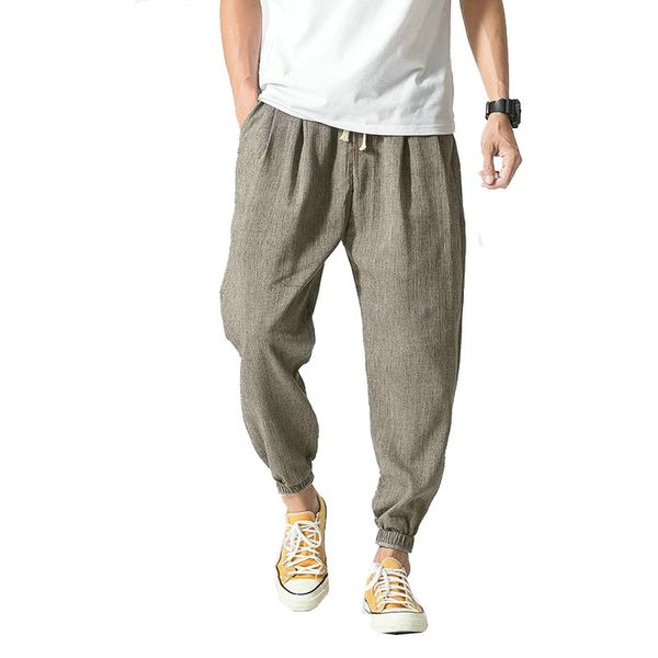 

2020 summer autumn cotton linen men pants casual chinese style male trousers sweatpants men (asian size, Black