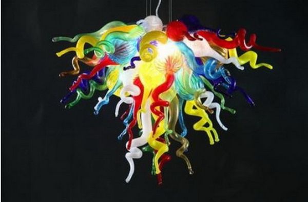 

modern blown glass chandelier flower design mini glass art chain pendant lamp handmade chihuly style lighting fixtures