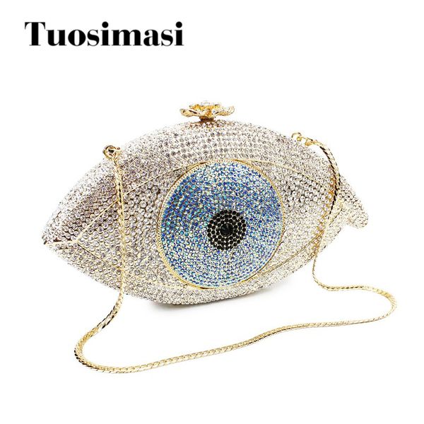 

evil eye sliver and gold crystal evening clutch bags fashion good lucky fashion women bags bag(8867a-s