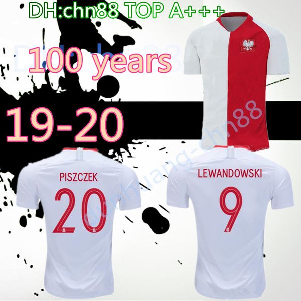

1919 2019 poland occer jer ey pecial edition 100 year anniver ary white red 19 20 milik lewandow ki pi zczek zielin ki football hirt
