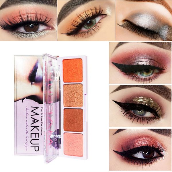

dnew 4 color eyeshadow palette makeup shimmer matte red eye shadow cosmetics palette mkxj