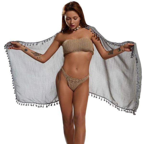 

beach wear women bath dress swimsuits swimsuit with cover up set women' beachwear new 2019 summer towels macrame skirt sun, Blue;gray