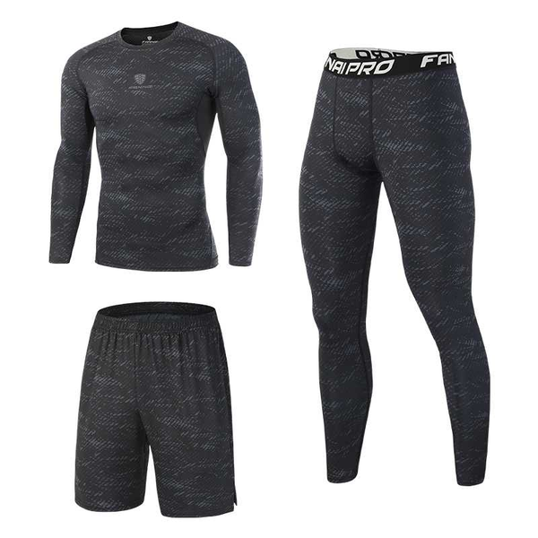 

gym clothing men comprehensive training sets running leggings men's quick dry compression fitness workout male tights, White;black