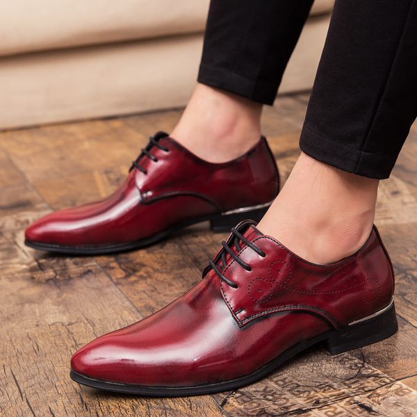 

2019 men fashion dress shoes men shoes leather comfortable breathablen business formal, Black