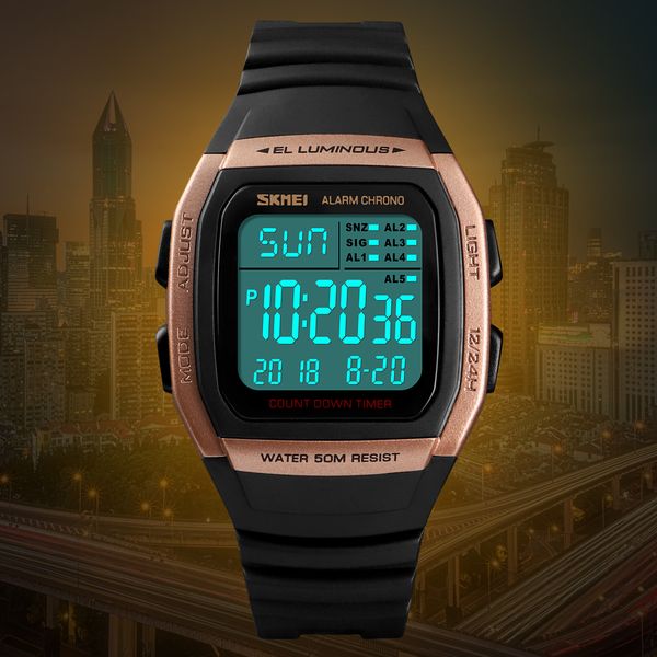 

skmei 1278 fashion men watches sports digital watch waterproof alarm man wrist electronic clock men relogio masculino, Slivery;brown