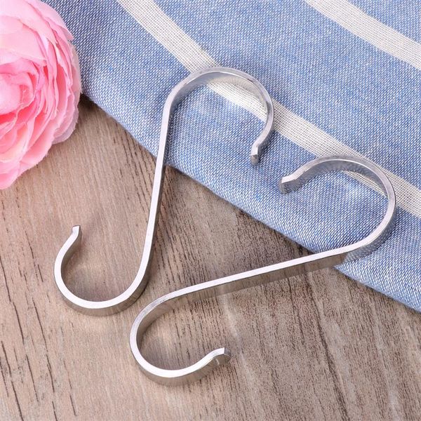 

6pcs s shape hooks heavy duty kitchen hanging s hangers stainless steel flat hooks clasp holder for clothes bag home essential