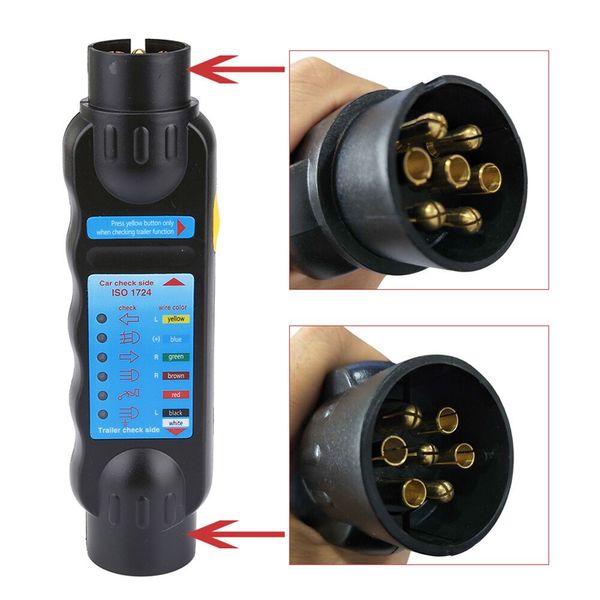 

2018 12v 7 pin car &trailer towing lights plug &socket cable wiring circuit tester car-styling