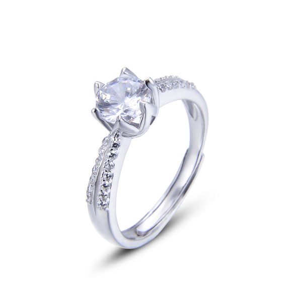 

classica 1 carat zircon 925 sterling silver wedding rings for women fashion sparkling cz s925 silver engagement party jewelry, Slivery;golden