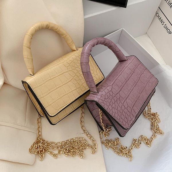 

women mini bags trendy alligator pattern pu leather handbags women gold chain small shoulder bags crossbody totes 2020
