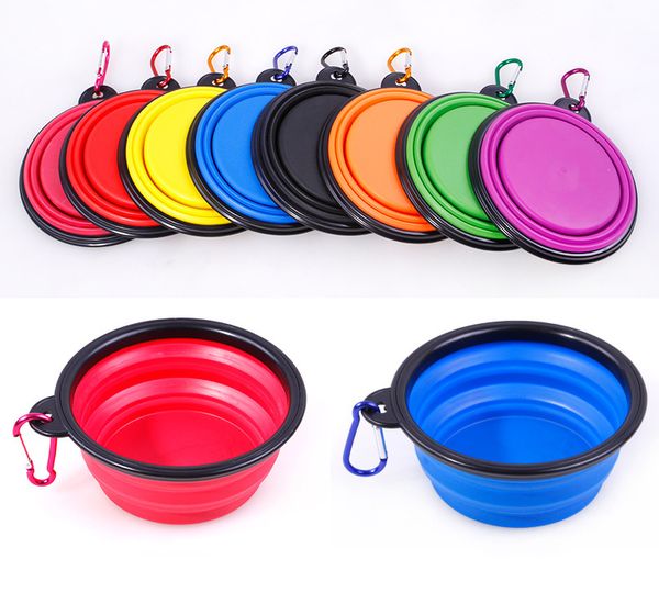 

portable folding pet dog cat feeding bowl travel collapsible non slip