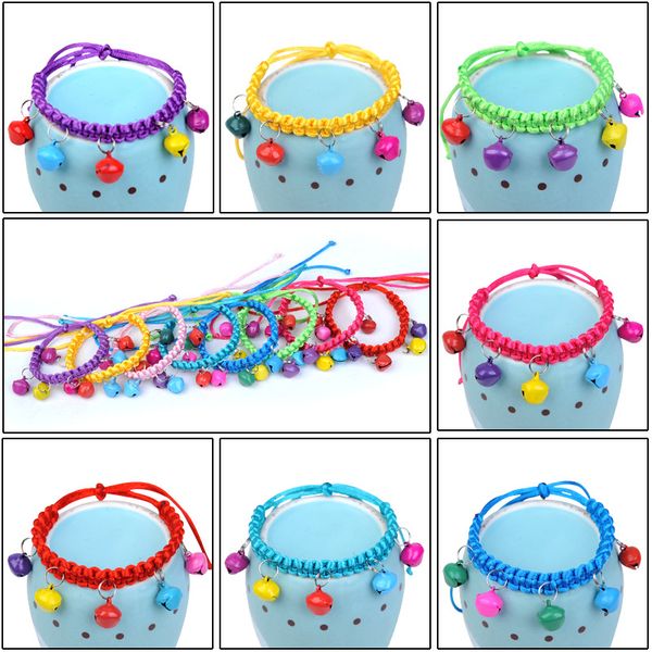 

elastic cat bell collar hand knitting colorful nylon rope kitten collars pet supplies